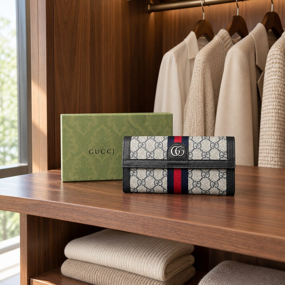 Gucci Ophidia GG Supreme Long Flap Wallet - Picture 3 of 6